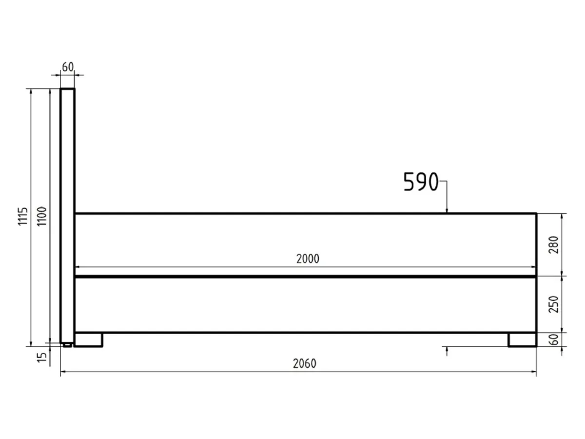 Cama continental Reve 140x200 con contenedor azul