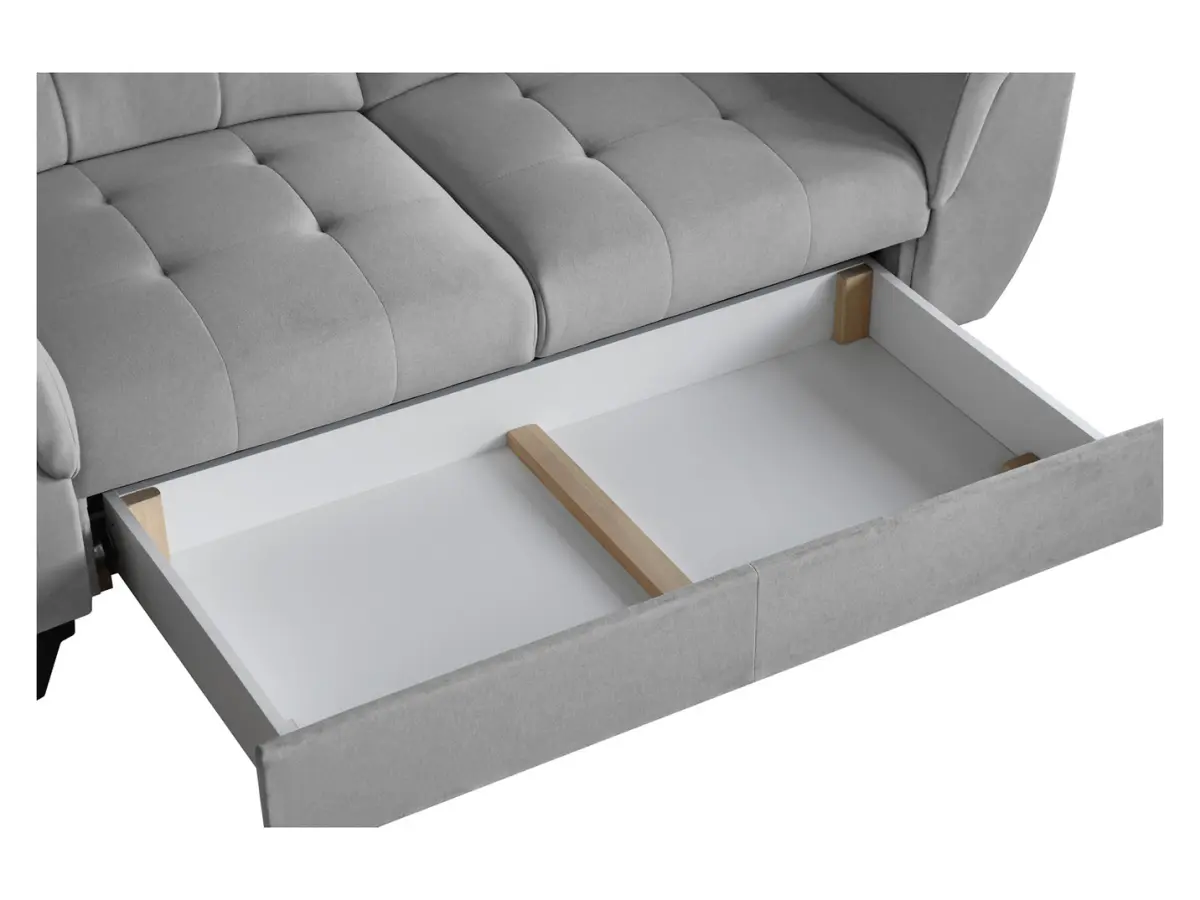 Sofá de dos plazas Doria con arcón de terciopelo gris