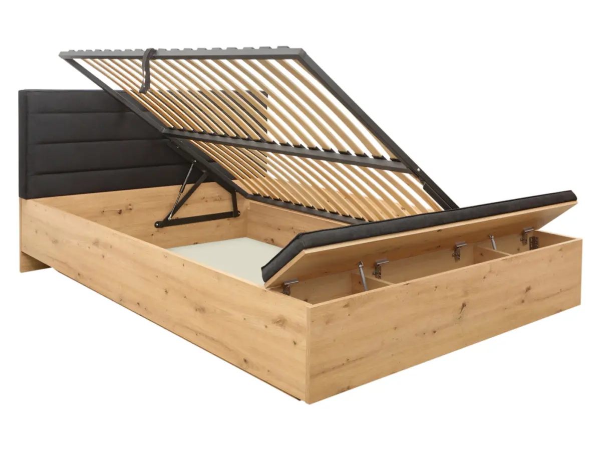 Cama Ostia 160x200 con somier y arcón roble artisan