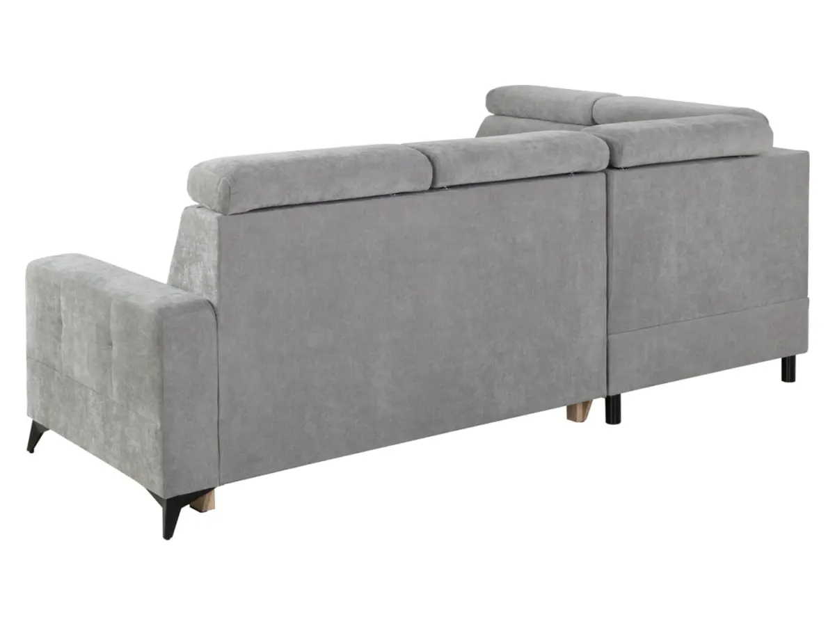 Sofá rinconera izquierdo Amado convertible con arcón gris