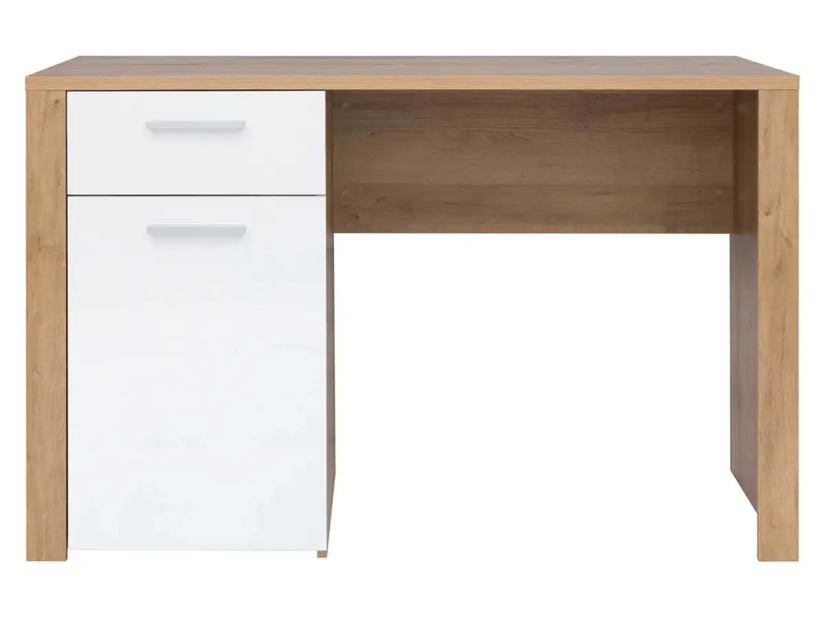 Escritorio Balder 120 cm con puertas y cajón roble riviera/blanco