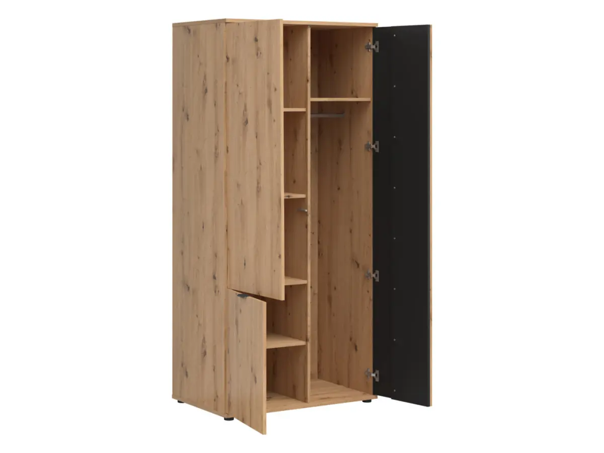 Armario de tres puertas Vabres 90 cm roble artisan listones