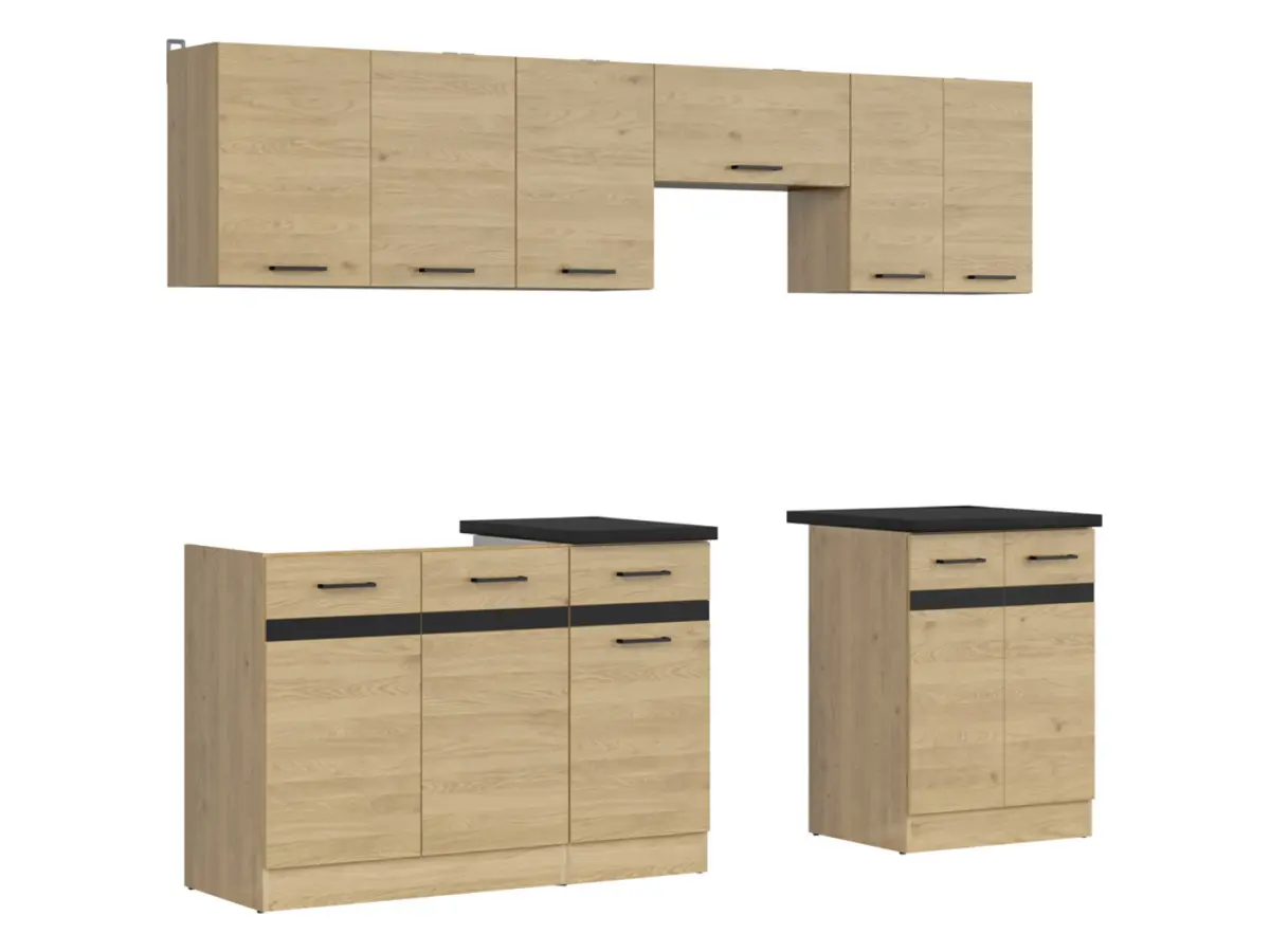 Conjunto de cocina Junona Line 240 cm roble bernstein con encimera