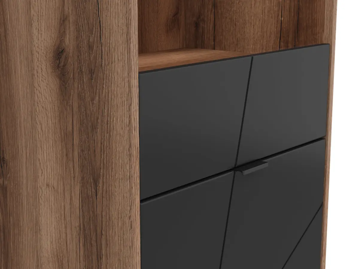 Vitrina Forn 64 cm con 2 puertas roble delano oscuro/negro mate