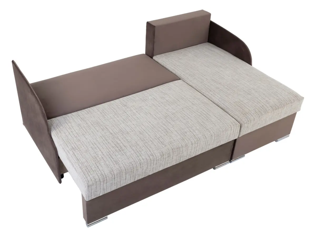 Sofá rinconera universal Merin con función de cama y 2 arcones marrón