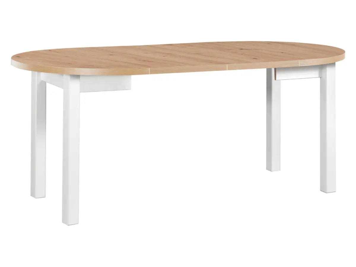 Mesa extensible redonda Balard 100-180/100 roble artisan/blanco