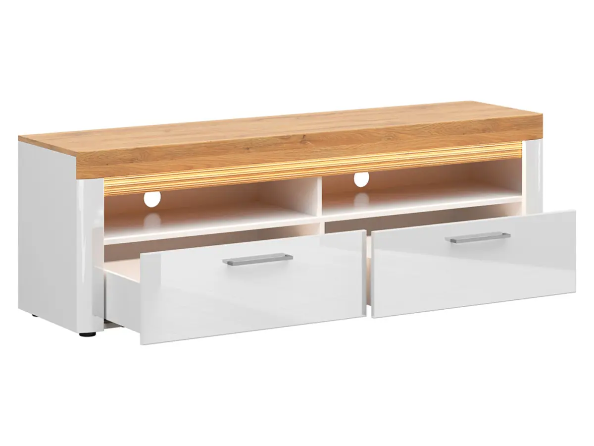 Mueble RTV Horton 166 cm con 2 cajones blanco/roble dorado grandson
