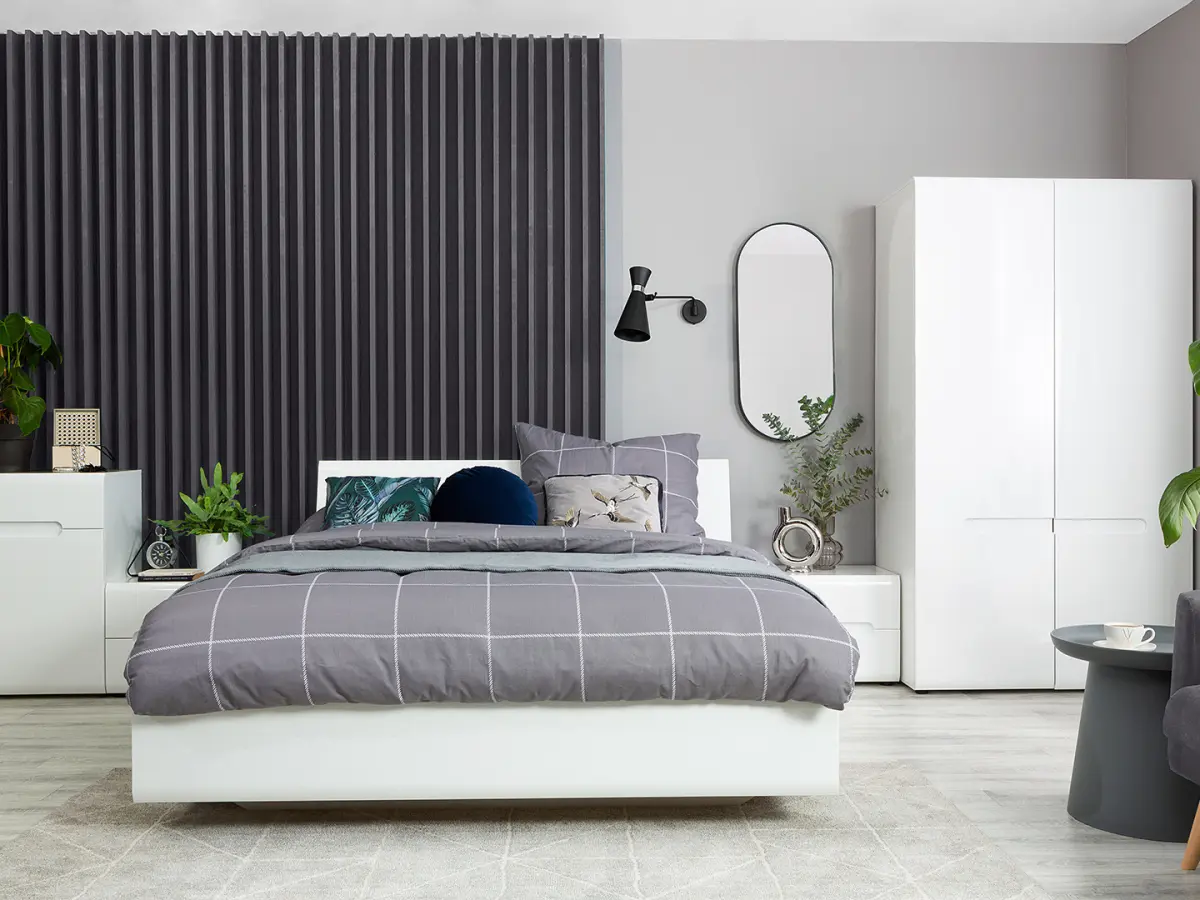 Cama Azteca Trio 160x200 blanco brillo