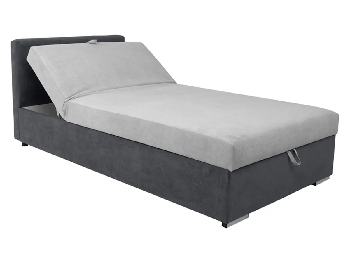 Sofá cama Rico con contenedor y respaldo ajustable gris