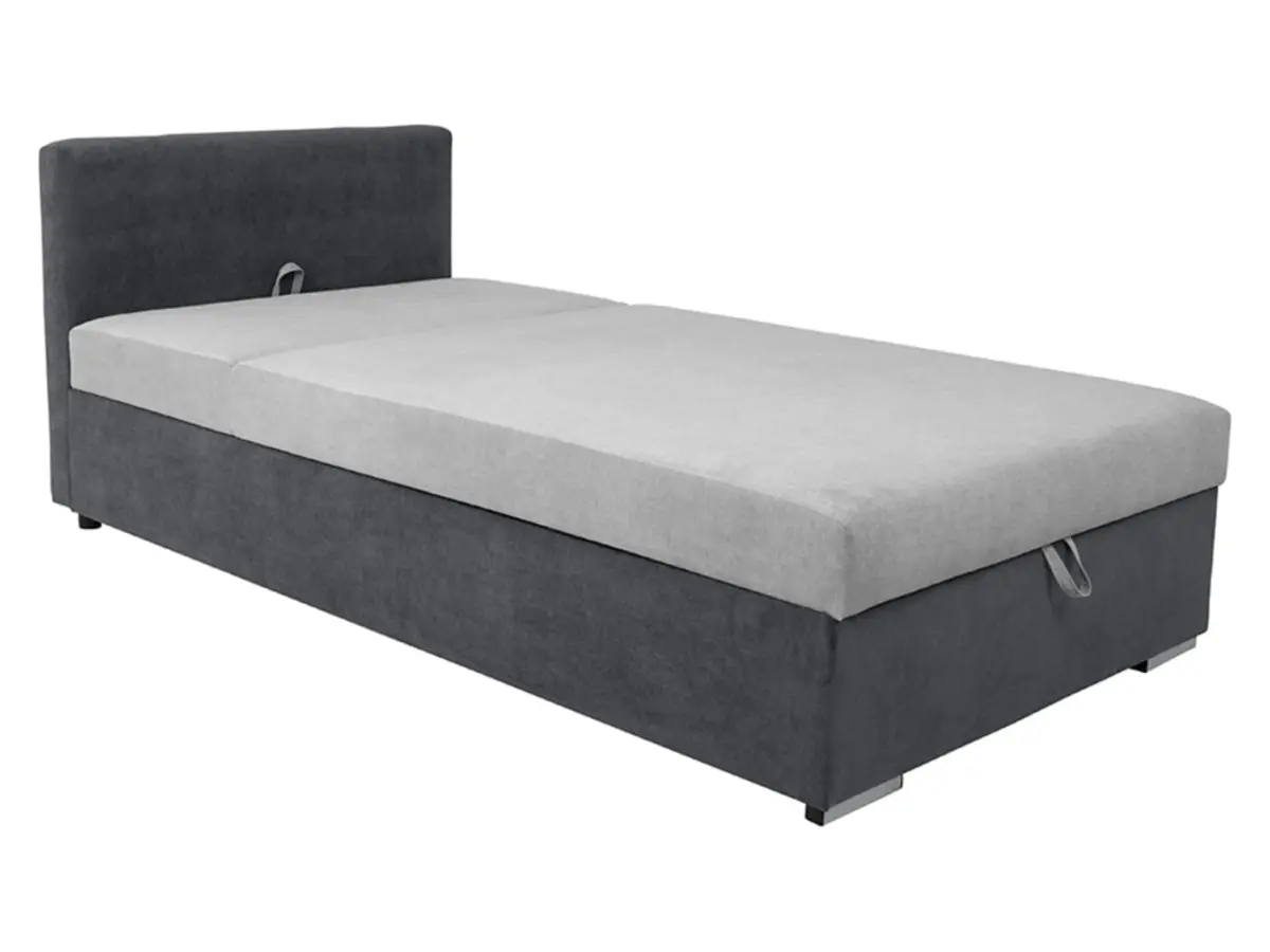 Sofá cama Rico con contenedor y respaldo ajustable gris