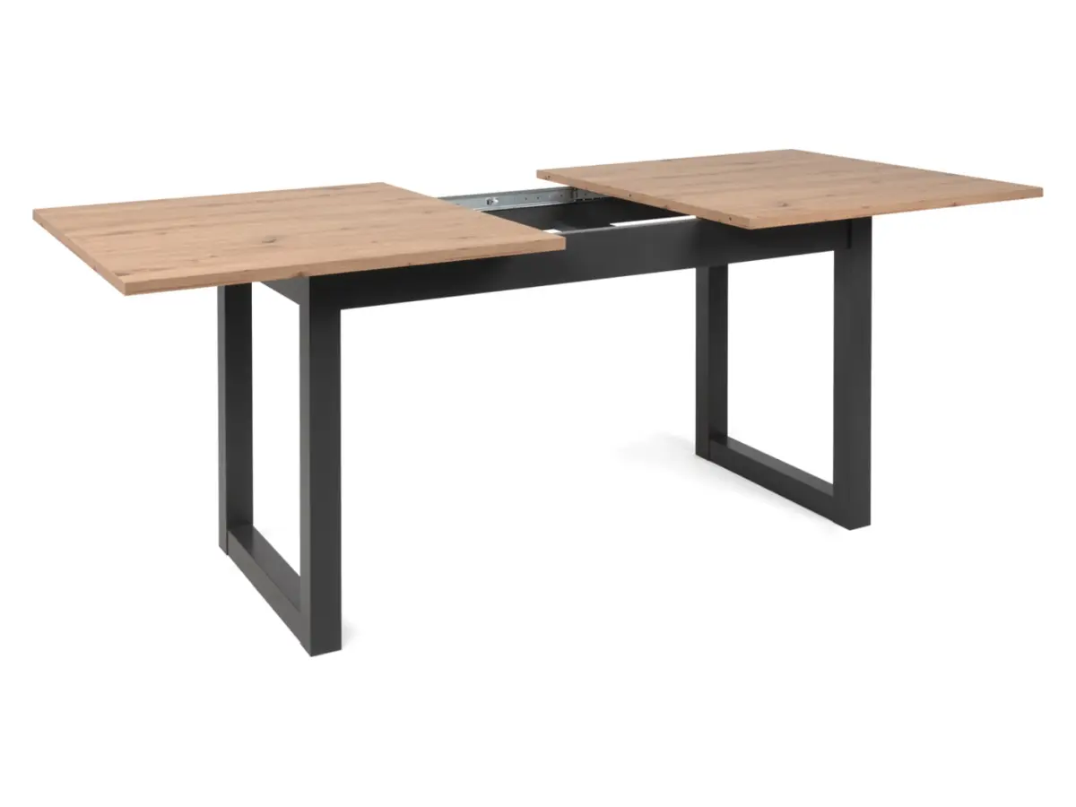 Mesa extensible rectangular Denver 160-200/90/75 roble artisan/negro