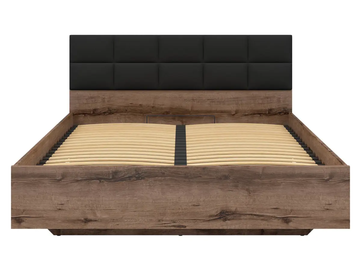 Cama Kassel B1 180x200 con somier y contenedor roble monastery