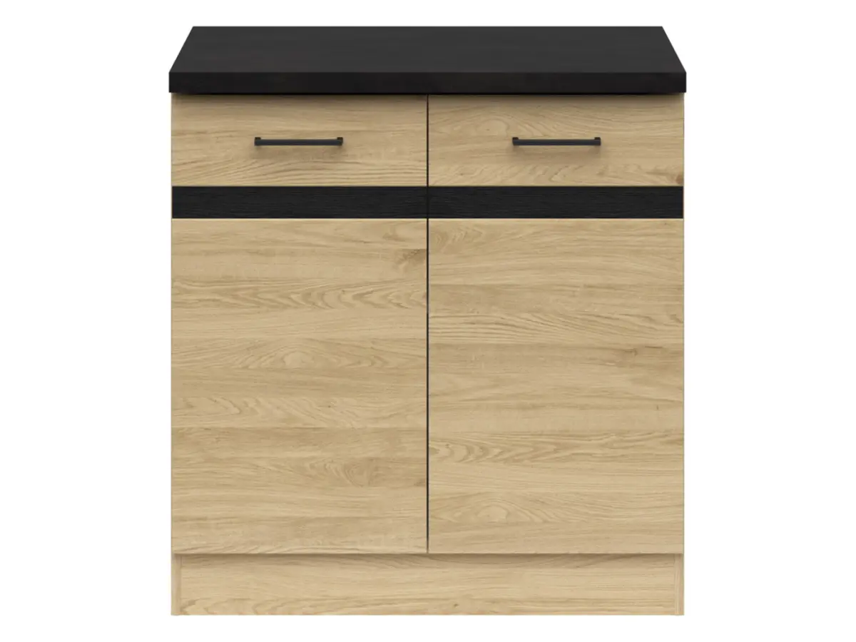 Mueble bajo de cocina Junona Line 80 cm de dos puertas roble bernstein con encimera