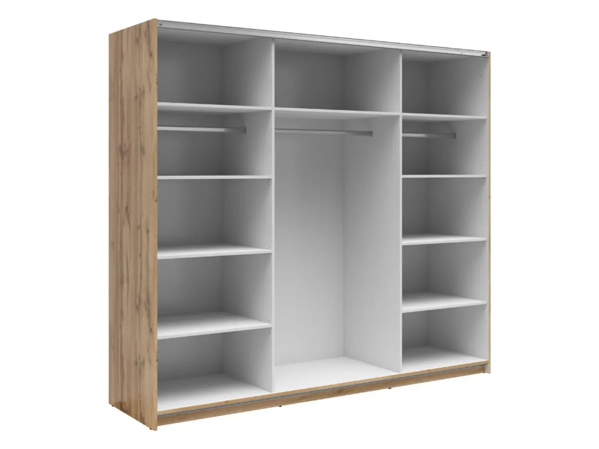 Armario de puertas correderas Tetrix 220 cm con espejo roble wotan