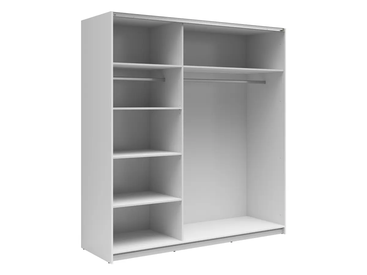 Armario de puertas correderas Tetrix 183 cm blanco brillo/roble wotan