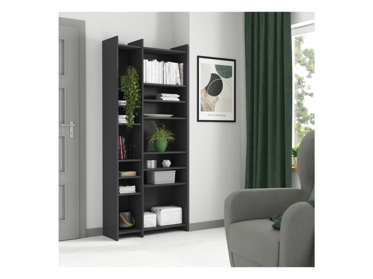 Estantería Lenny 80 cm con 12 estantes grafito