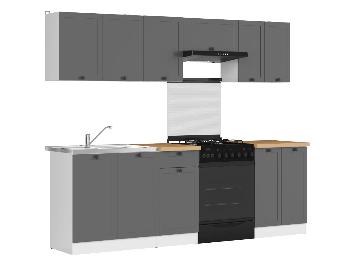 Conjunto de cocina Junona Line 240 cm grafito con encimera