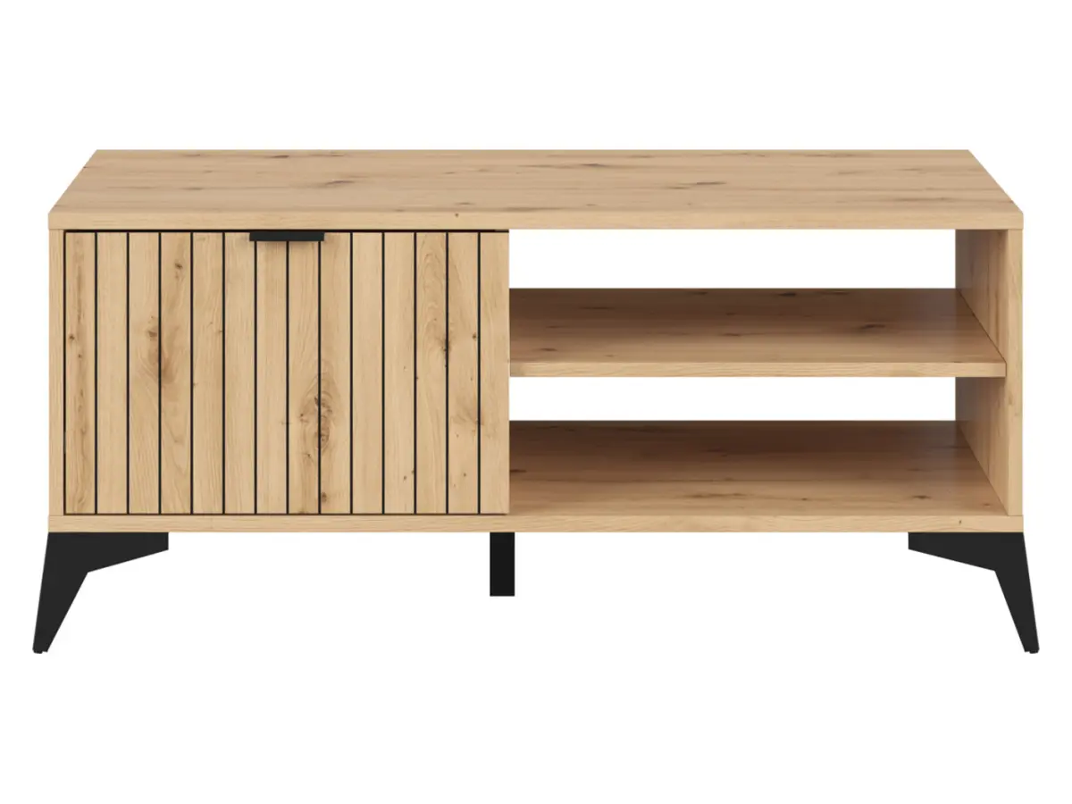 Mesa de centro Lamea 110 cm con cajón y estantes roble artisan