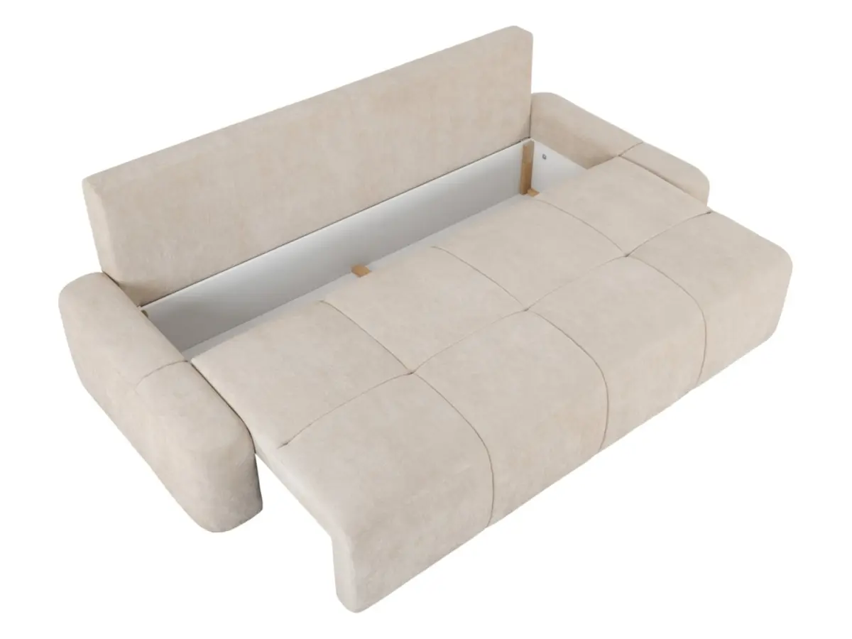 Sofá de tres plazas Hello convertible con arcón beige claro