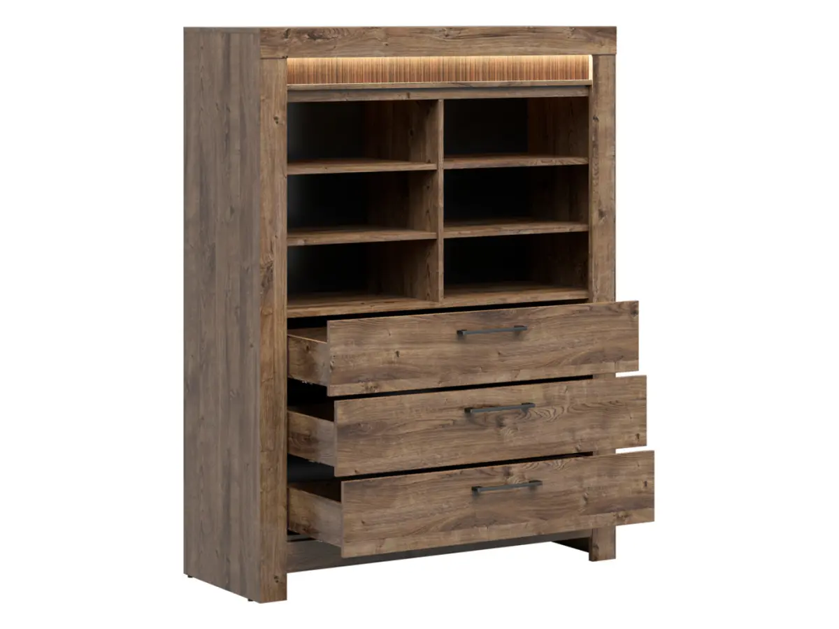 Estantería Torin 114 cm con 3 cajones y 6 estantes roble ribbeck marrón