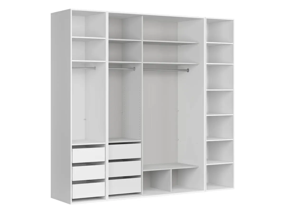 Armario modular Flex 250 cm corredero con puertas y espejo blanco