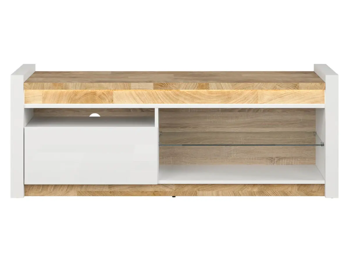Mueble RTV Alameda 147 cm con cajón y estante blanco