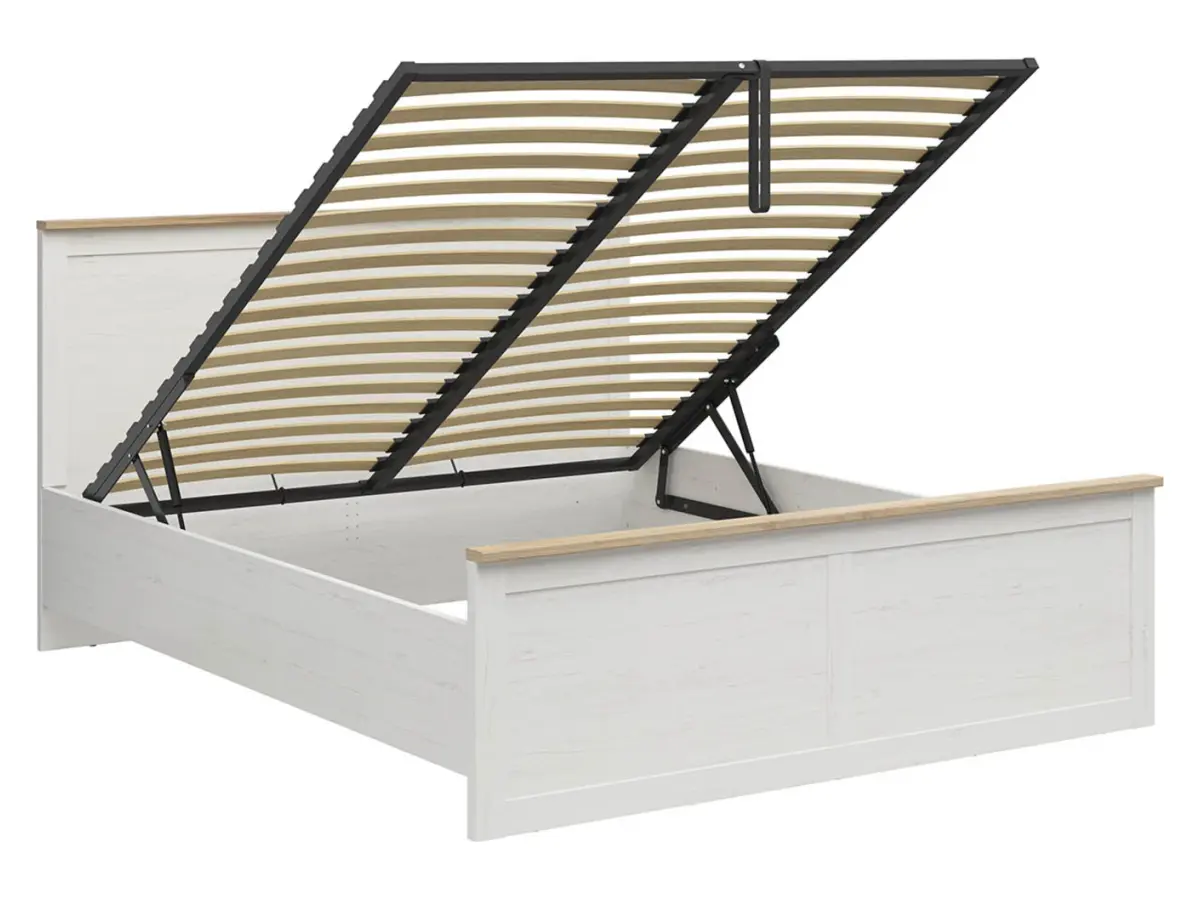 Cama Loksa B 180x200 con somier y arcón pino andersen blanco