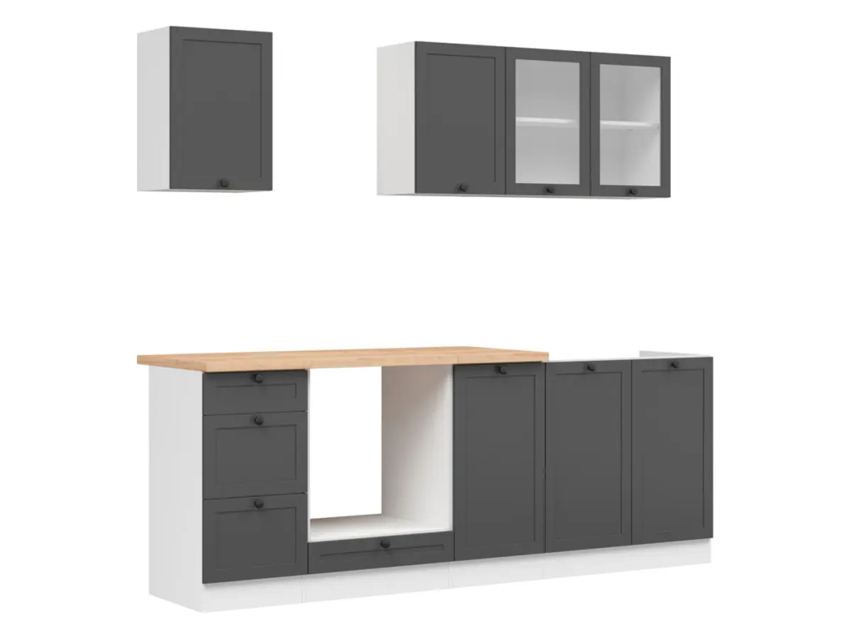 Conjunto de cocina Junona Line 220 cm grafito con encimera