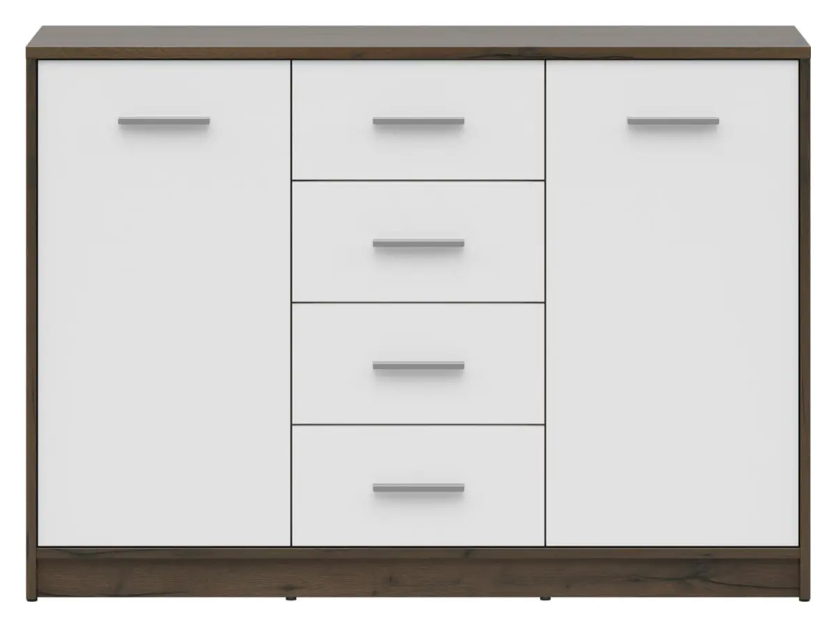 Cómoda Nepo Plus 119 cm con 2 puertas y 4 cajones roble noble/blanco