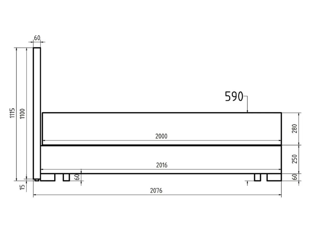Cama continental Reve 180x200 con contenedor verde