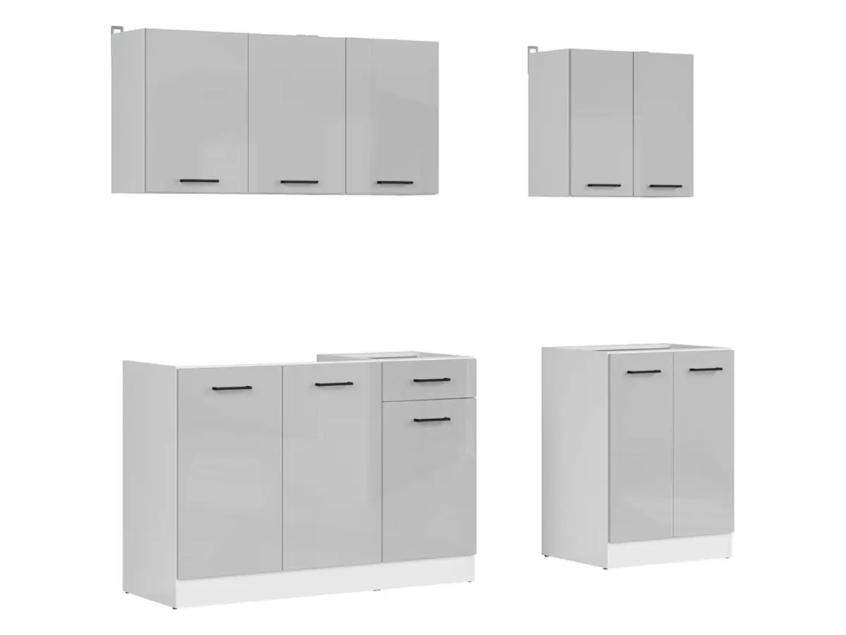 Conjunto de cocina Junona Line A 180 cm gris claro brillo sin encimera