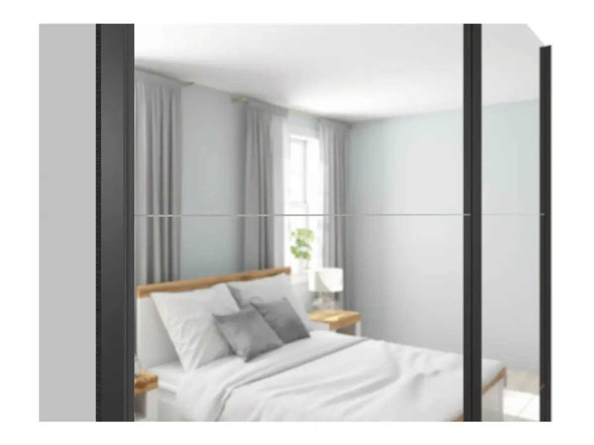 Armario de puertas correderas Tetrix 183 cm con espejo blanco brillo