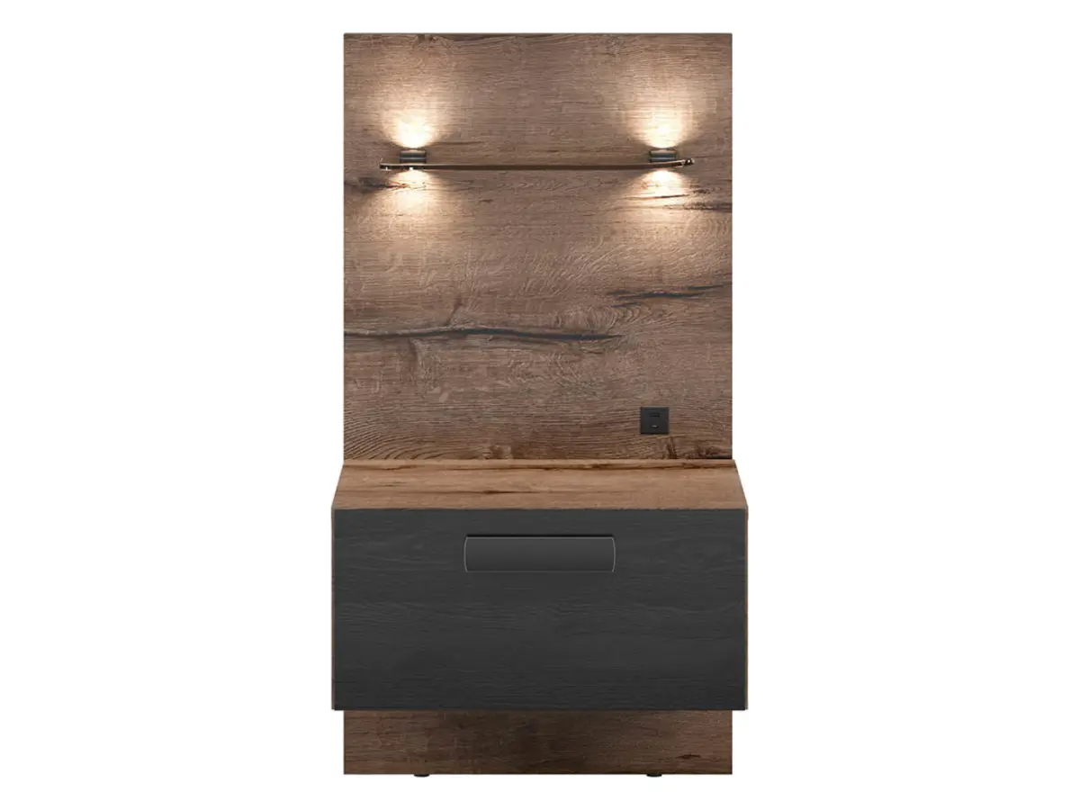 Mesita de noche Kassel 50 cm con cajón izquierda roble monastery