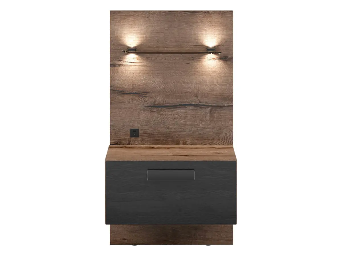 Mesita de noche Kassel 50 cm con cajón derecha roble monastery