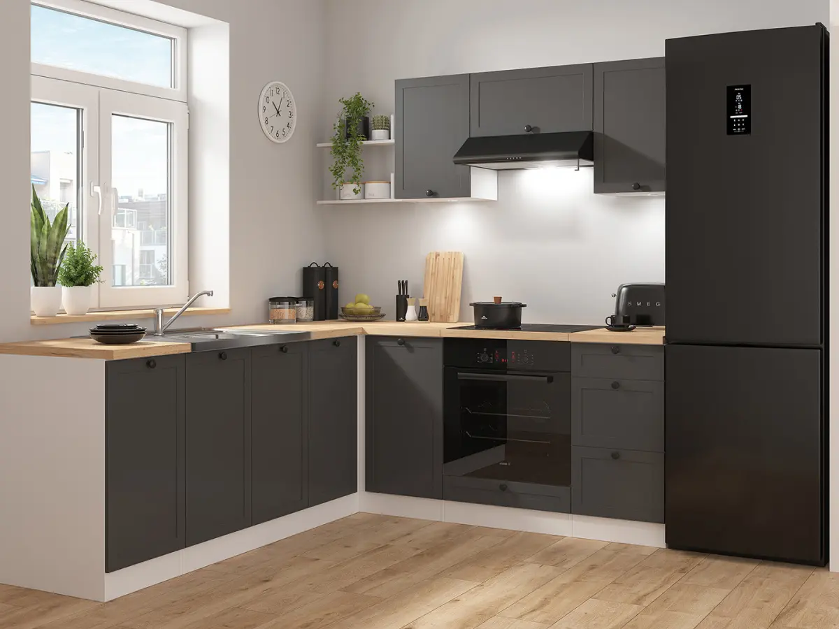 Conjunto de cocina de esquina Junona Line 200x220 grafito con encimera