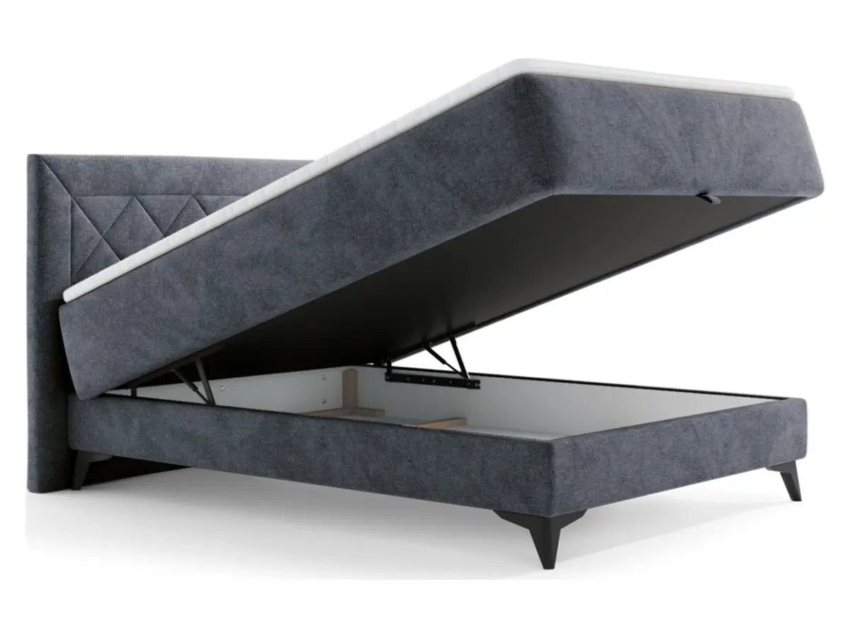 Cama continental Zalea 120x200 con contenedor gris