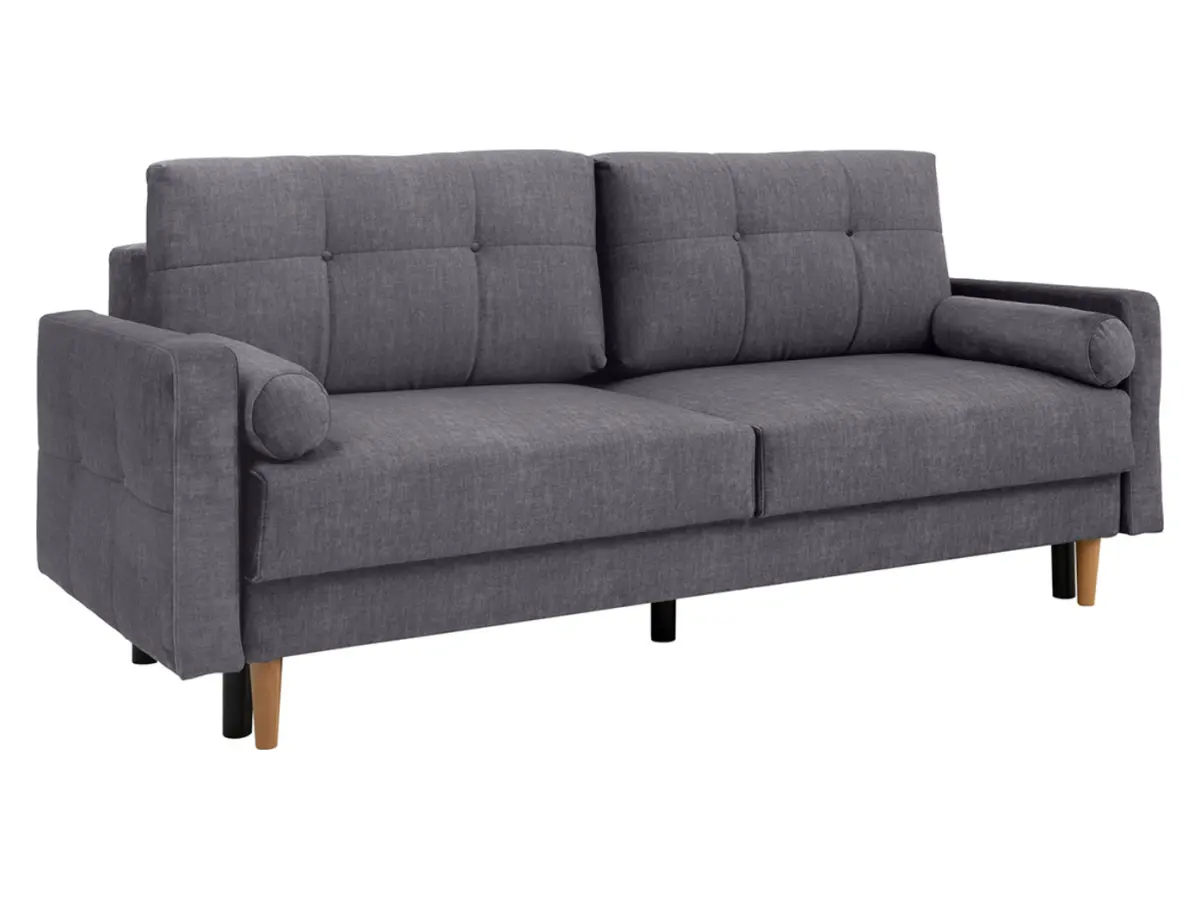 Sofá de tres plazas Torent convertible de terciopelo gris