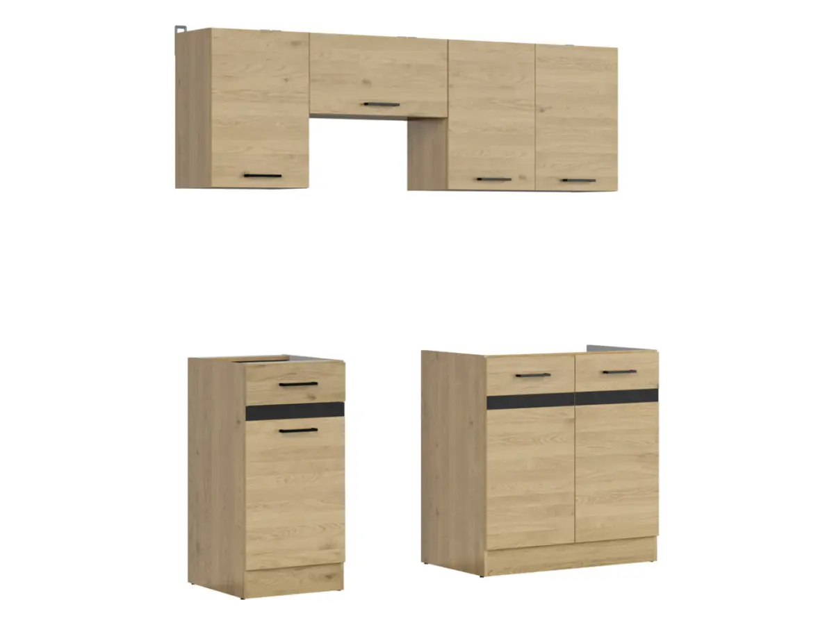 Conjunto de cocina Junona Line 180 cm roble bernstein sin encimera