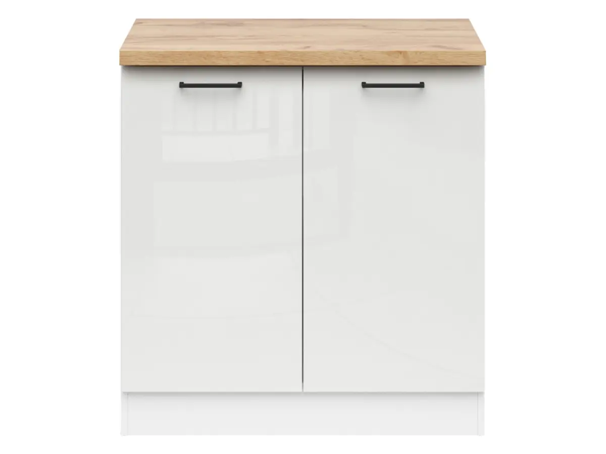 Mueble bajo de cocina Junona Line 80 cm brillo tiza con encimera