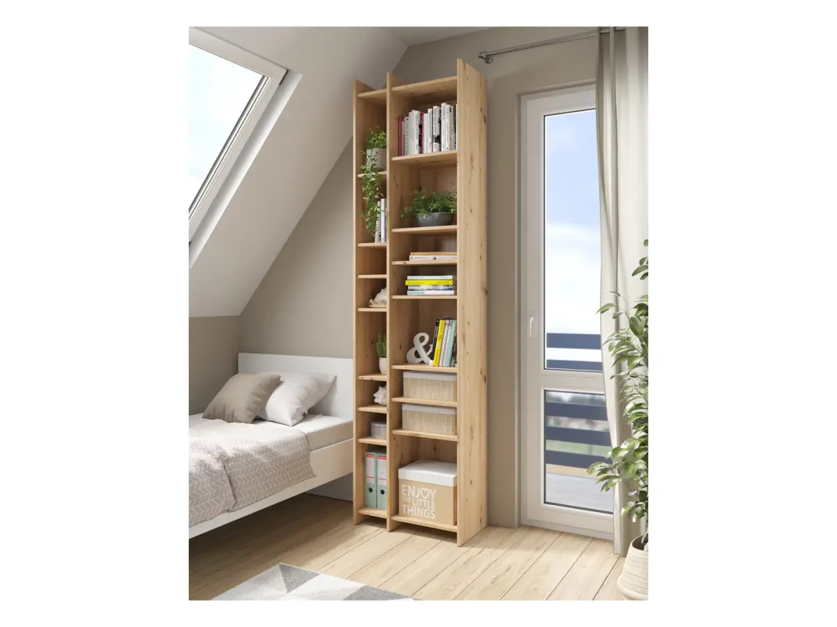 Estantería Benny 80 cm con 14 estantes roble artisan