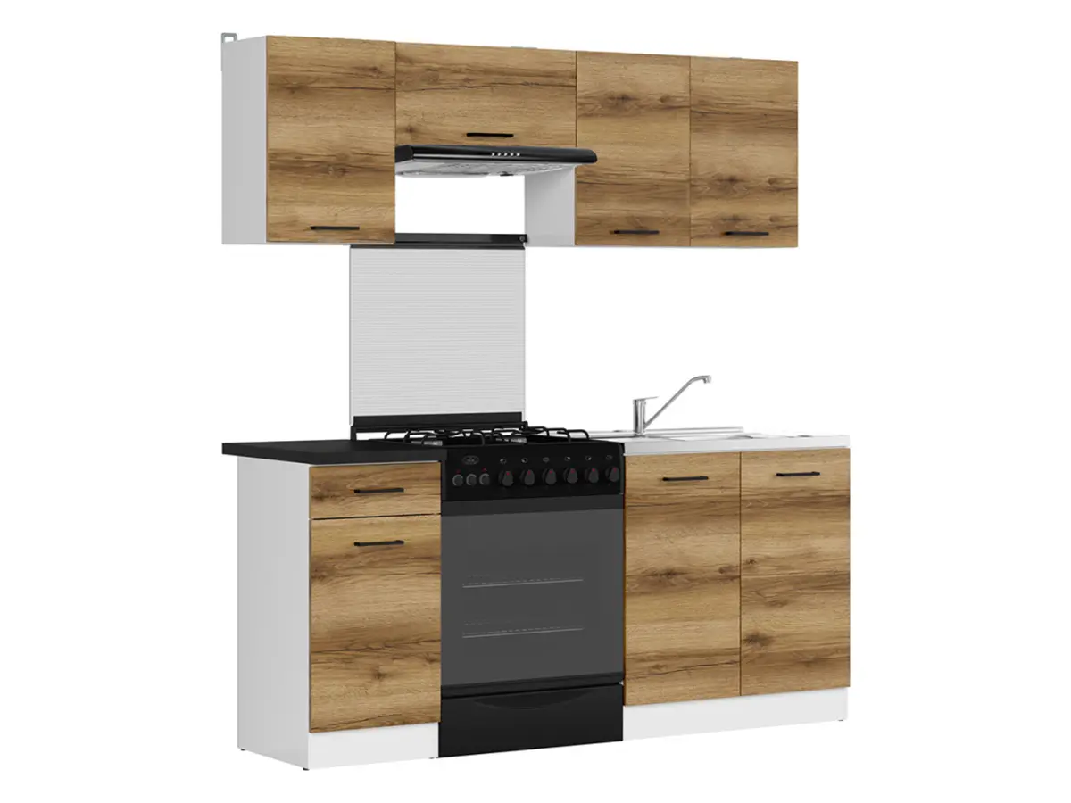 Conjunto de cocina Junona Line 180 cm roble delano claro con encimera