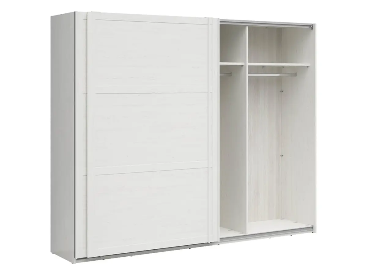 Armario de puertas correderas Loksa 270 cm pino andersen blanco/roble grandson