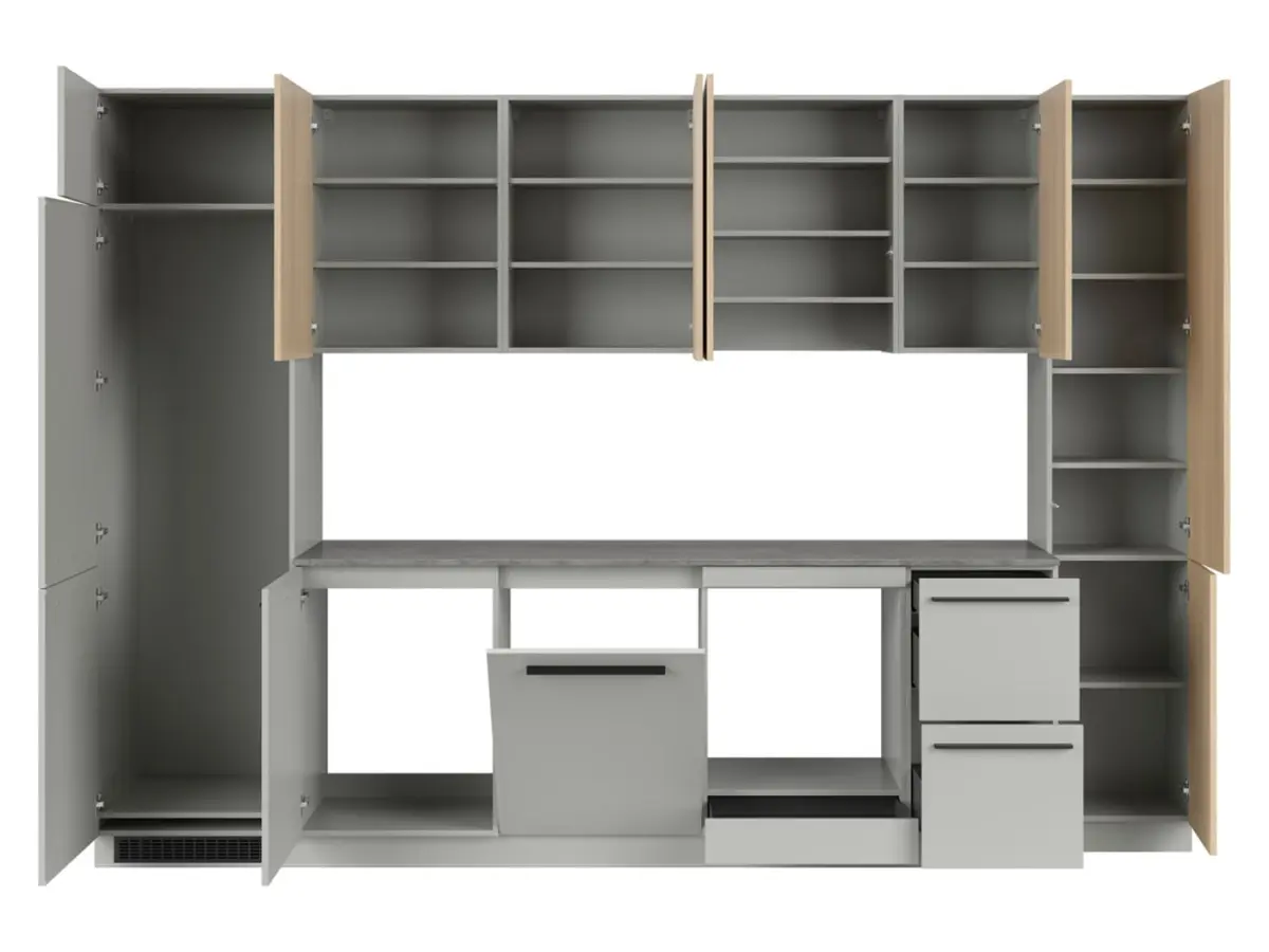 Conjunto de cocina Milino Medium B 332 cm gris/roble con encimera