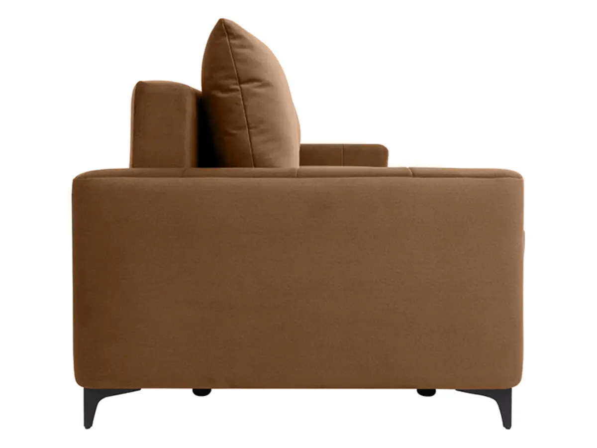 Sofá de tres plazas Kamari convertible con arcón de terciopelo marrón