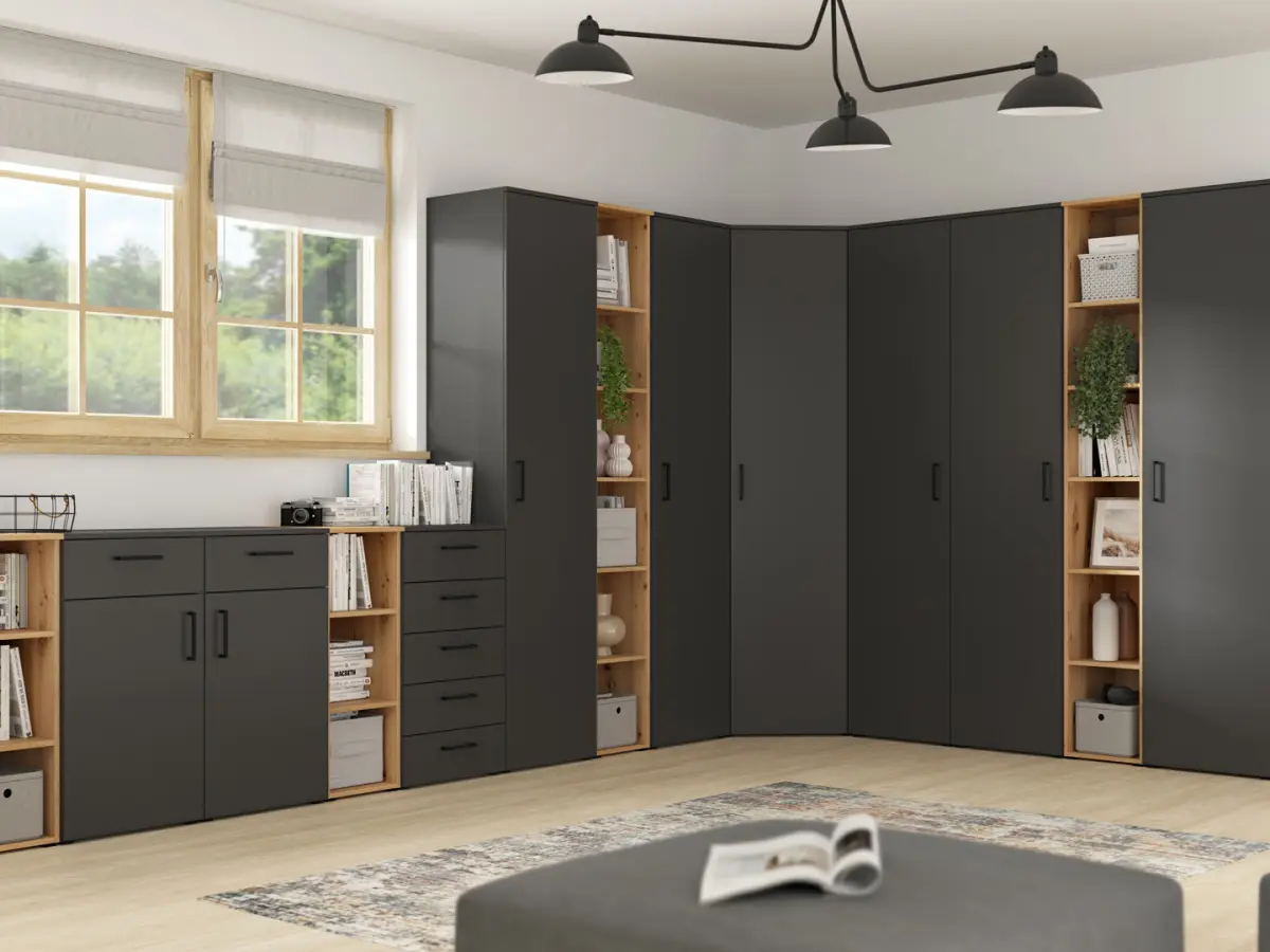 Shelving unit MultiDo 80 cm with 2 doors light atelier