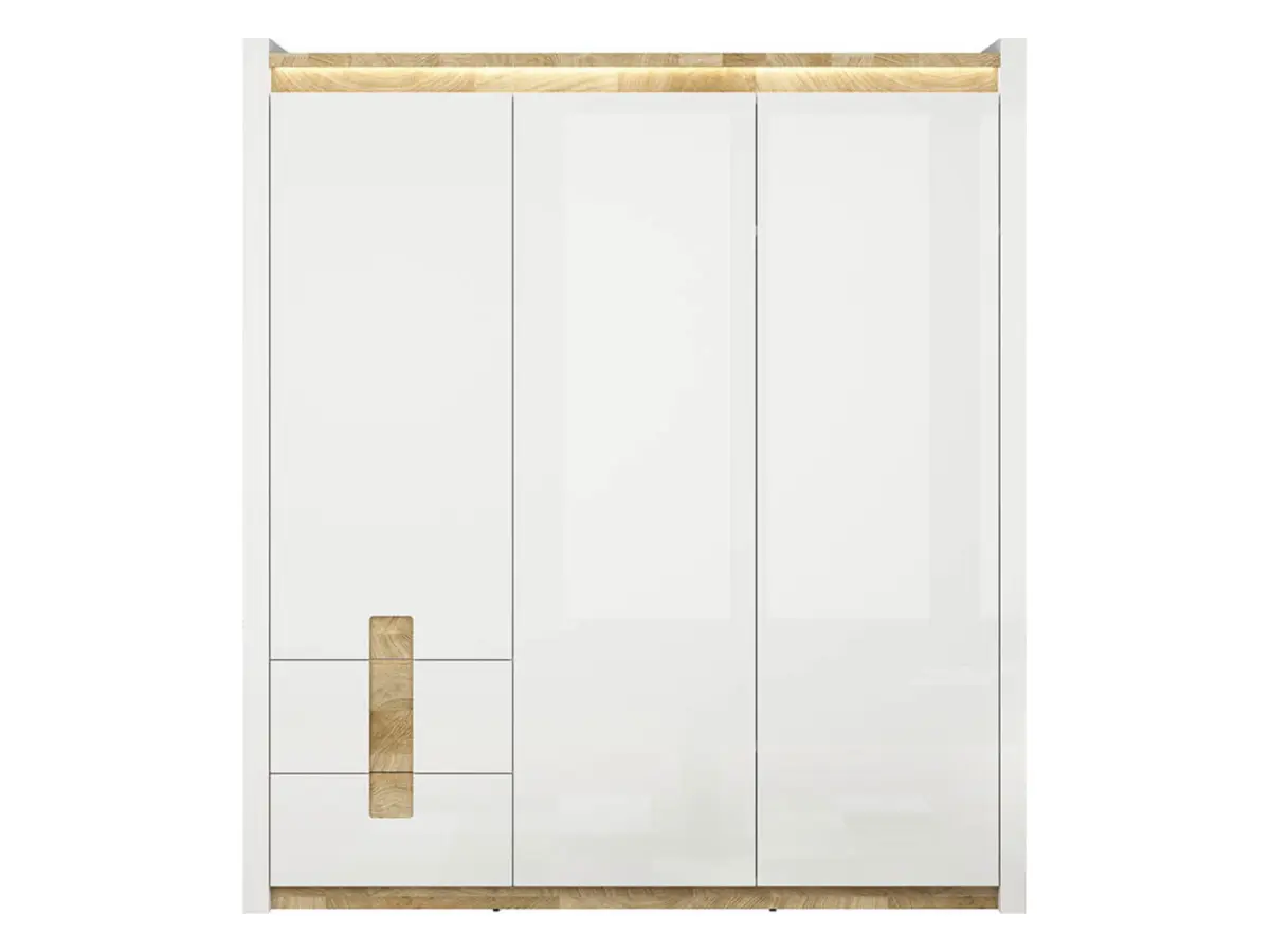Armario de tres puertas Alameda 180 cm con cajones blanco brillo/roble westminster