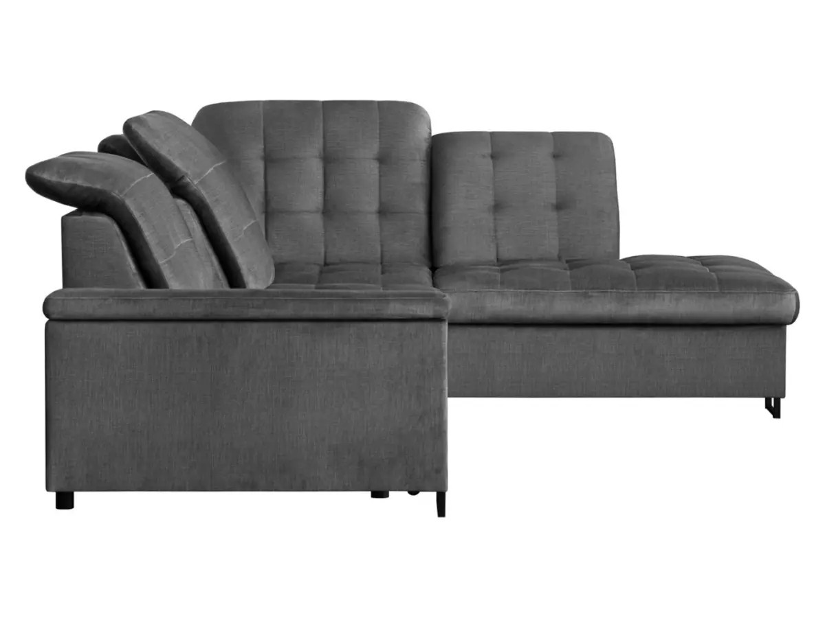 Sofá rinconera derecho Aragon convertible con reposacabezas y asiento regulables gris