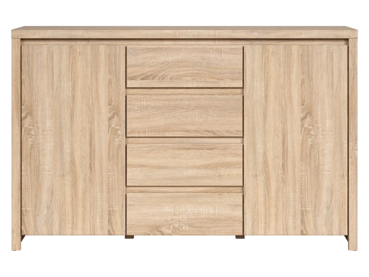 Cómoda Kaspian 144 cm con 2 puertas y 4 cajones roble sonoma