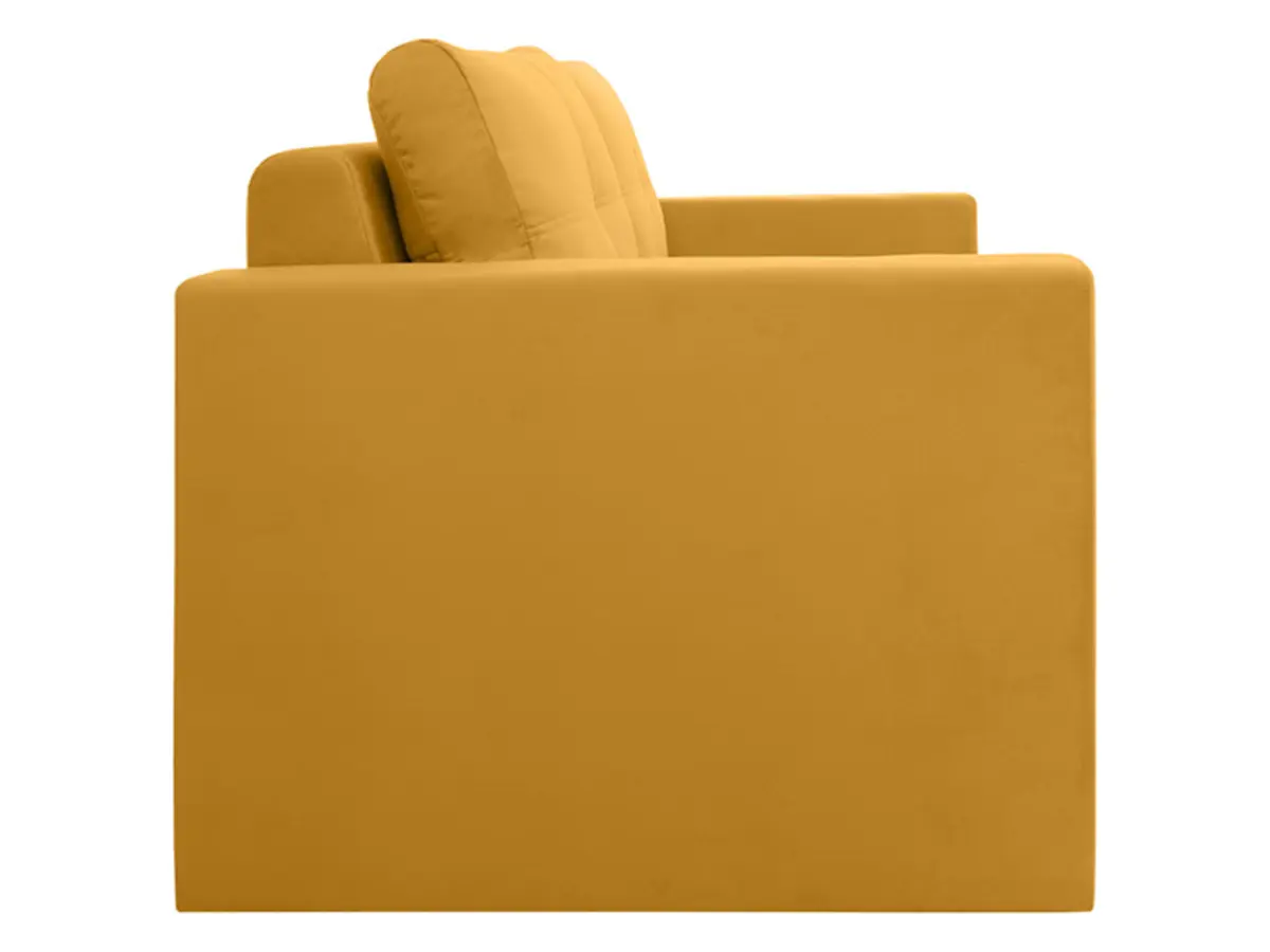 Sofá cama de dos plazas Bunio III con arcón amarillo