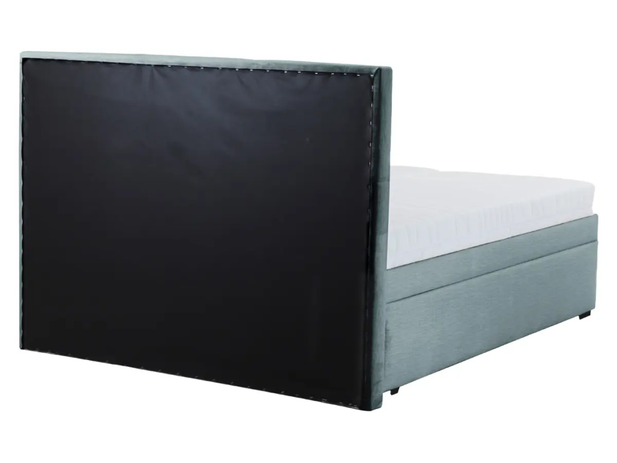Cama tapizada Ella 160x200 con contenedores y somieres terciopelo verde